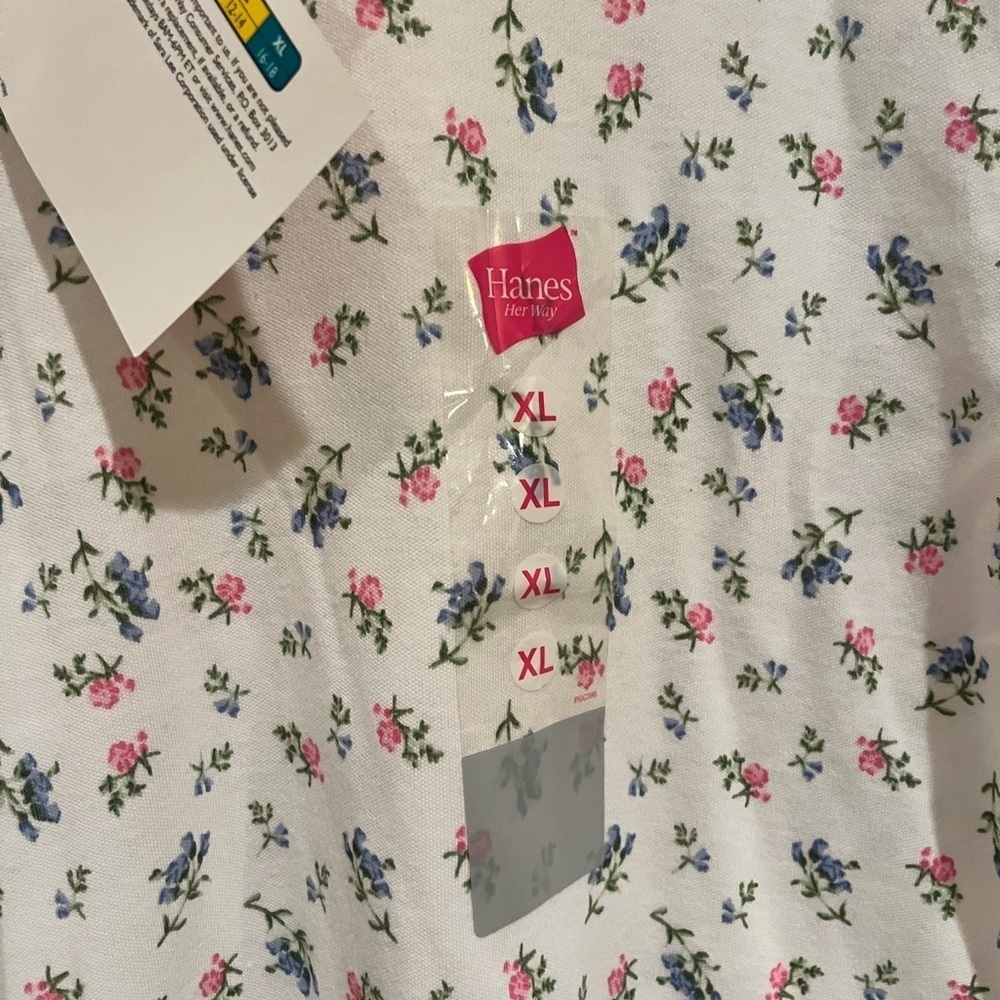 Floral Turtleneck Long Sleeve Top hanes her way xl vintage - Picture 2 of 5